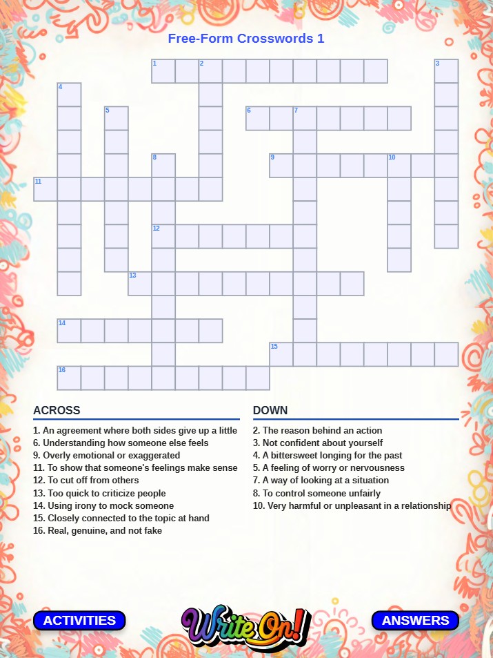 Crossword puzzle page
