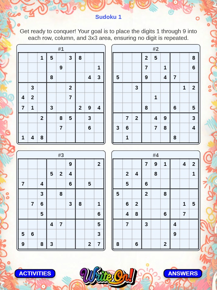 Sudoku puzzle page